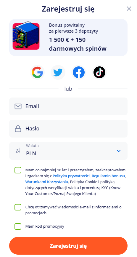Vulkan Vegas login image